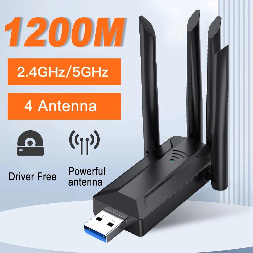 PC ƮϿ   Ʈũ ī,   USB WiFi , 4 ׳ Ʈũ ȣ ۽ű, 1200M, 2.4G, 5G